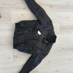 USA Bikers Dream Apparel Heavy Black Leather Vintage Motorcycle Jacket