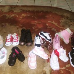 Toddler Girl Shoes Size 6/7 Lot Of 11 Pairs