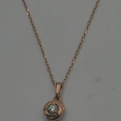 10KT ROSE GOLD CHAIN WITH PENDANT 10 POINTS OF DIAMONDS 1.9 GRAMS 863447-1 