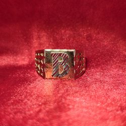 10k Gold "B” Initial Ring