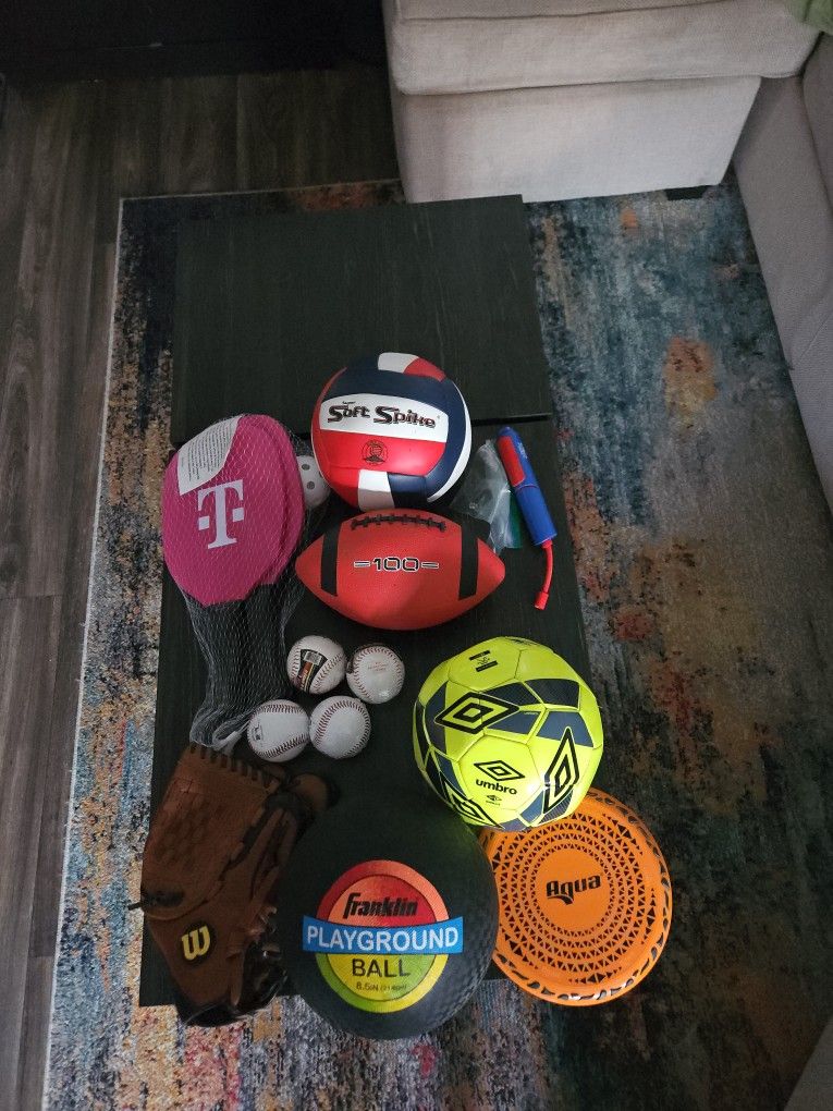 Sports Balls Set W/ Baseball Glove