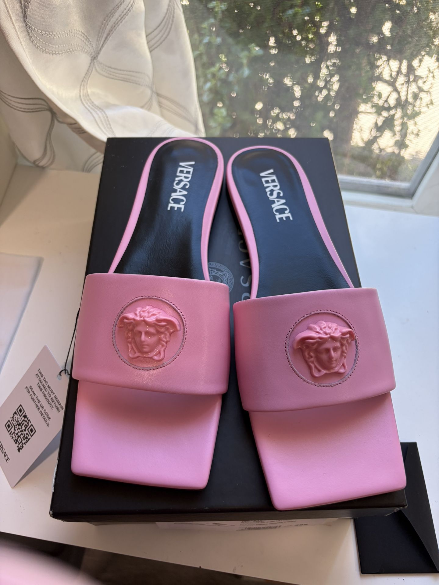 Versace Medusa Pink Leather Mules