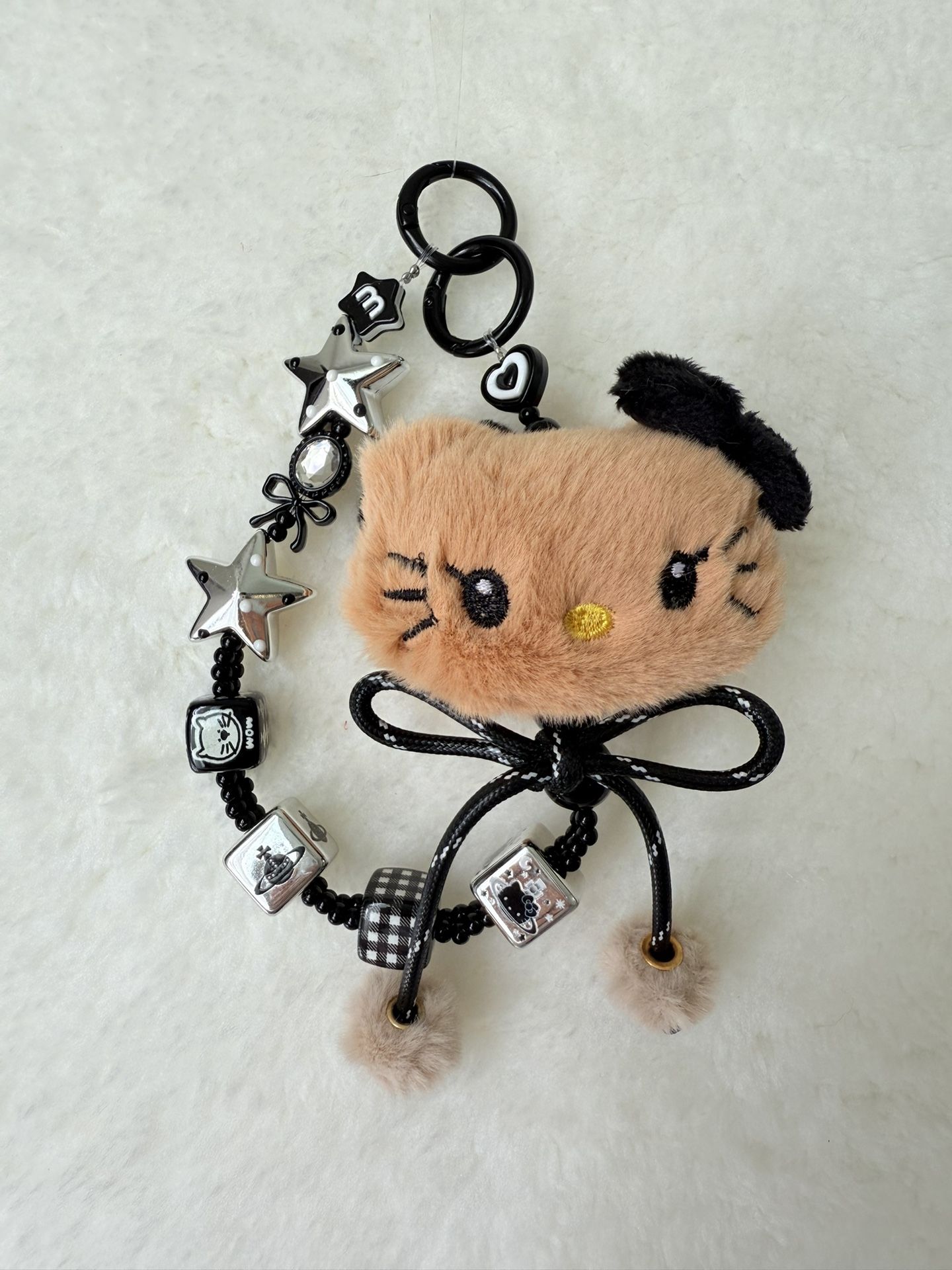 Kitty Phone Chain Anime Beaded Phone Pendant Kawaii Colorful Bead Keychain Gift