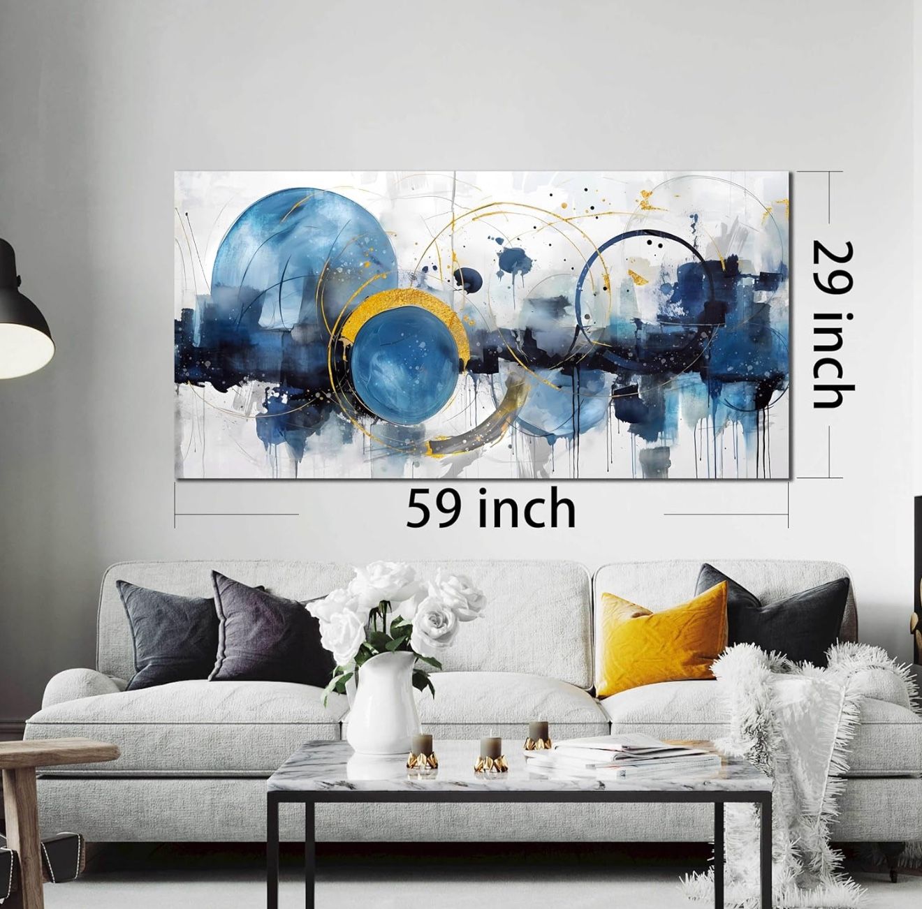 ZHAOSHOP Abstract Canvas Wall-Art - Blue Home Office Wall Decor - Modern Wall