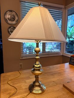 Brass Table Lamp 31 in tall with Cream Shade