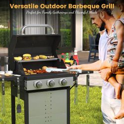 Vicllax BBQ Propane Gas Grill, Freestanding Grill Cart with Wheels 