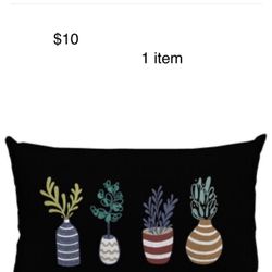 Hampton Bay Potted Plants Rectangle Outdoor Lumbar Pillow 