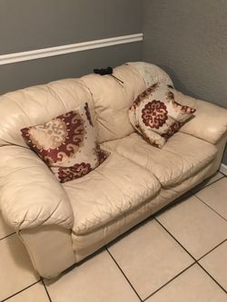 White leather sofa set.