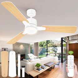Ceiling Fans with Lights, 52 Inch Low Profile Ceiling Fan with Light and Remote Control