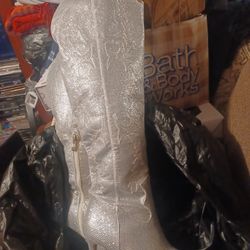 Silver Rhinestone Heel Boots