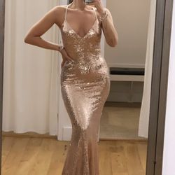 Fitted Stretchy Rose gold Dress