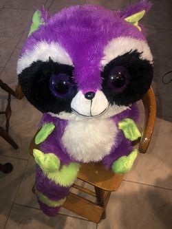 Giant Big Eyed Stuffed Lemur Purple/Lime Green