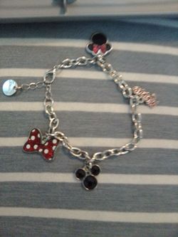 Minnie mouse silver plated charge chain bracelet