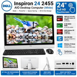 Dell Inspiron 24 2455 White All-in-One Touchscreen PC AMD A8 8GB 500GB Win 10 EXCELLENTT CONDITION