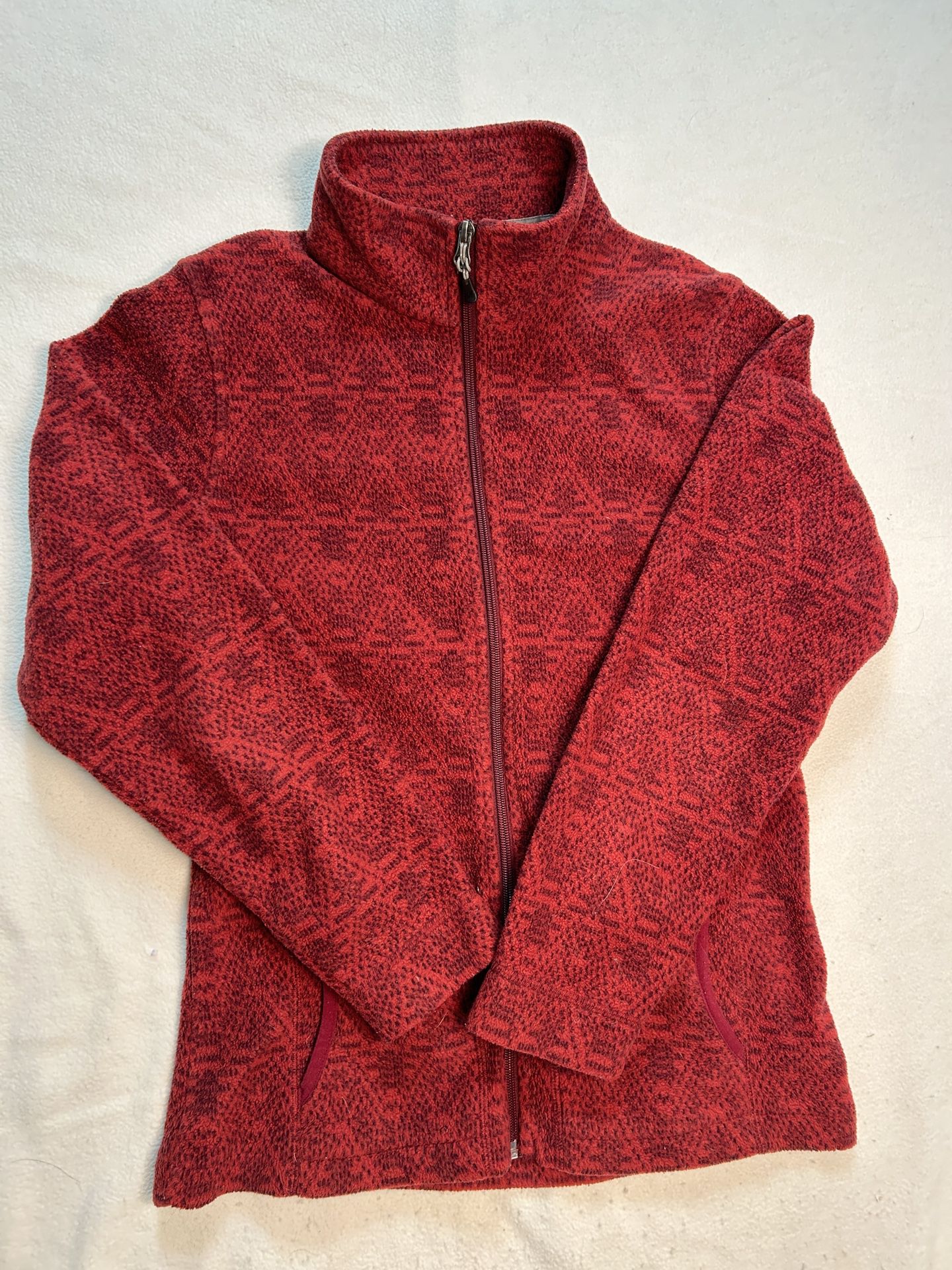 Woolrich Women's Full Zip Fleece Red Geometric Jacket Size XS