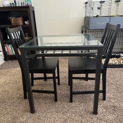 Cute Small Black Table For 2 - Glass Top