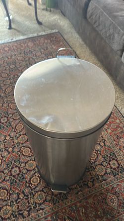 Stainless steel and plastic trash can