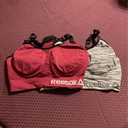 Reebok 2-large bra bundle one maroon & one gray EUC adjustable straps 
