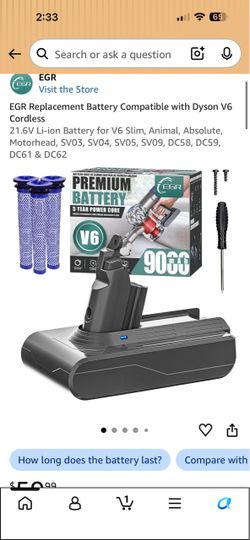 EGR Replacement Battery for Dyson V6