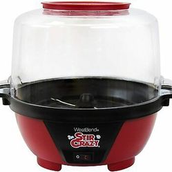 West Bend 82505 Stir Crazy Electric Hot Oil Popcorn Popper Large Lid 6-Quart Red