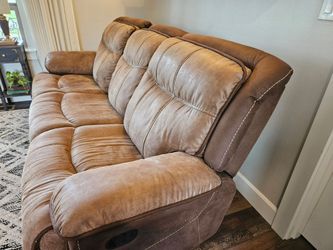 Suede 3 Seat Reclining Couch