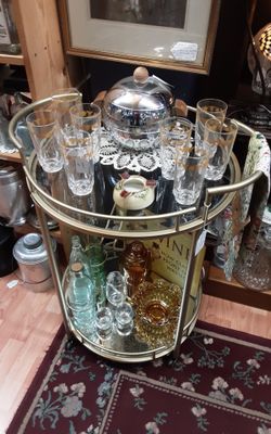 Metal & Glass Entertainment Cart- Located in Shelton