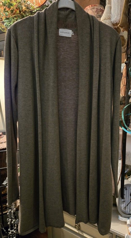 Ladies Med/large Pretty Green Open Front Tunic Cardigan