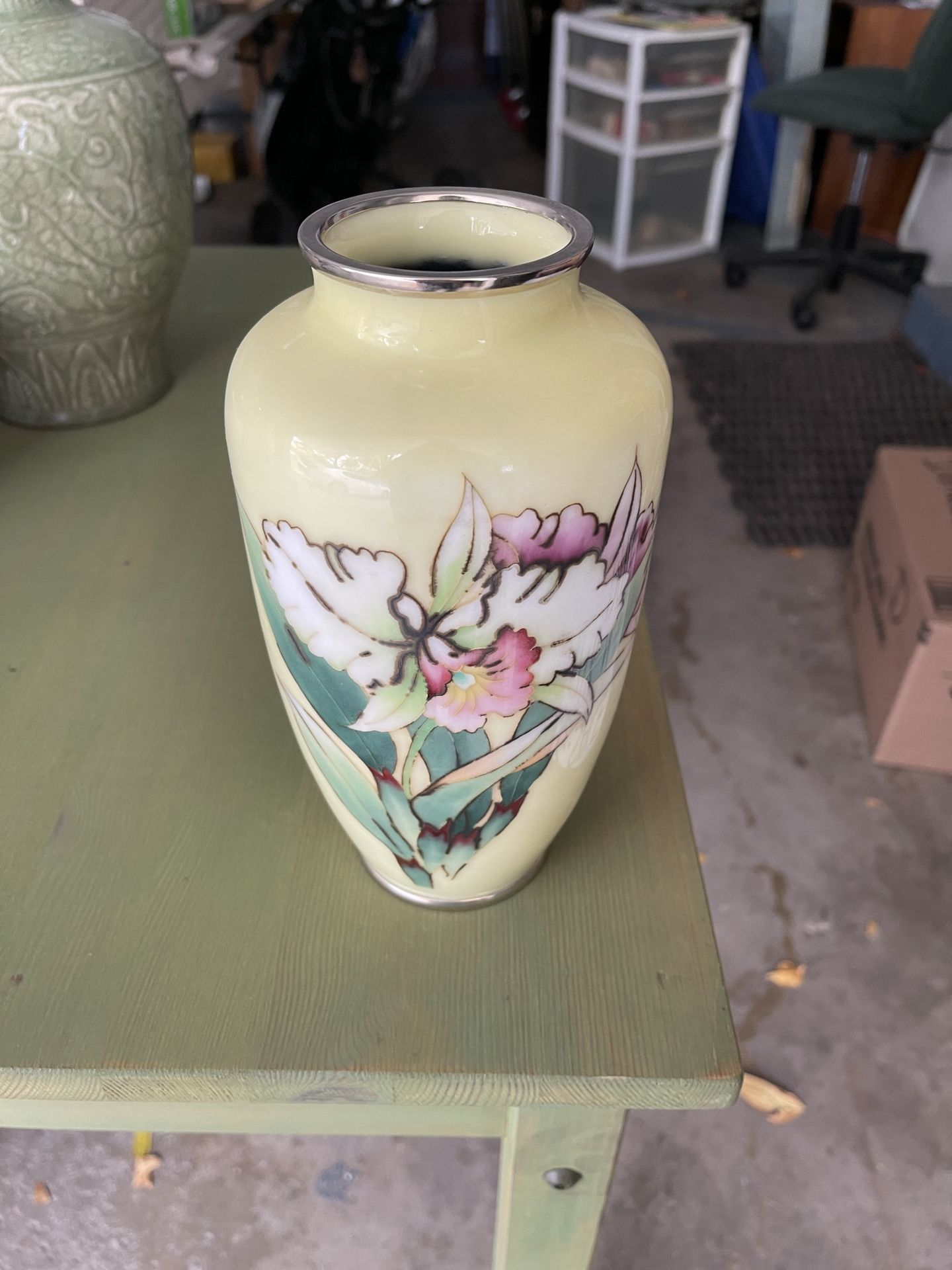 Japanese Cloisonne Vase 10”