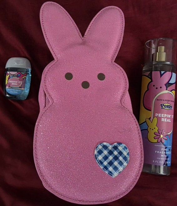 Bath and body works peeps pink marshmallow mini backpack And Peeps Fragrance Mist Set