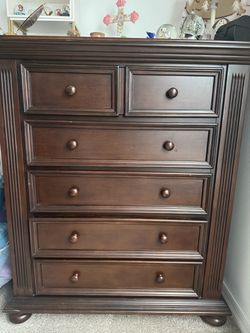 Dark Cherry Wood Armoire / Wardrobe Cabinet – Great Condition