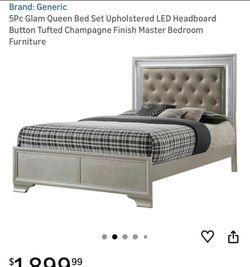 Glam Queen bed LED