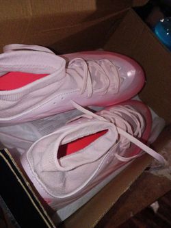 Pink High-Top Sneakers with Red Accent