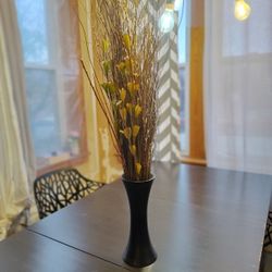 Tall Modern Wooden Vase With Fern Decor