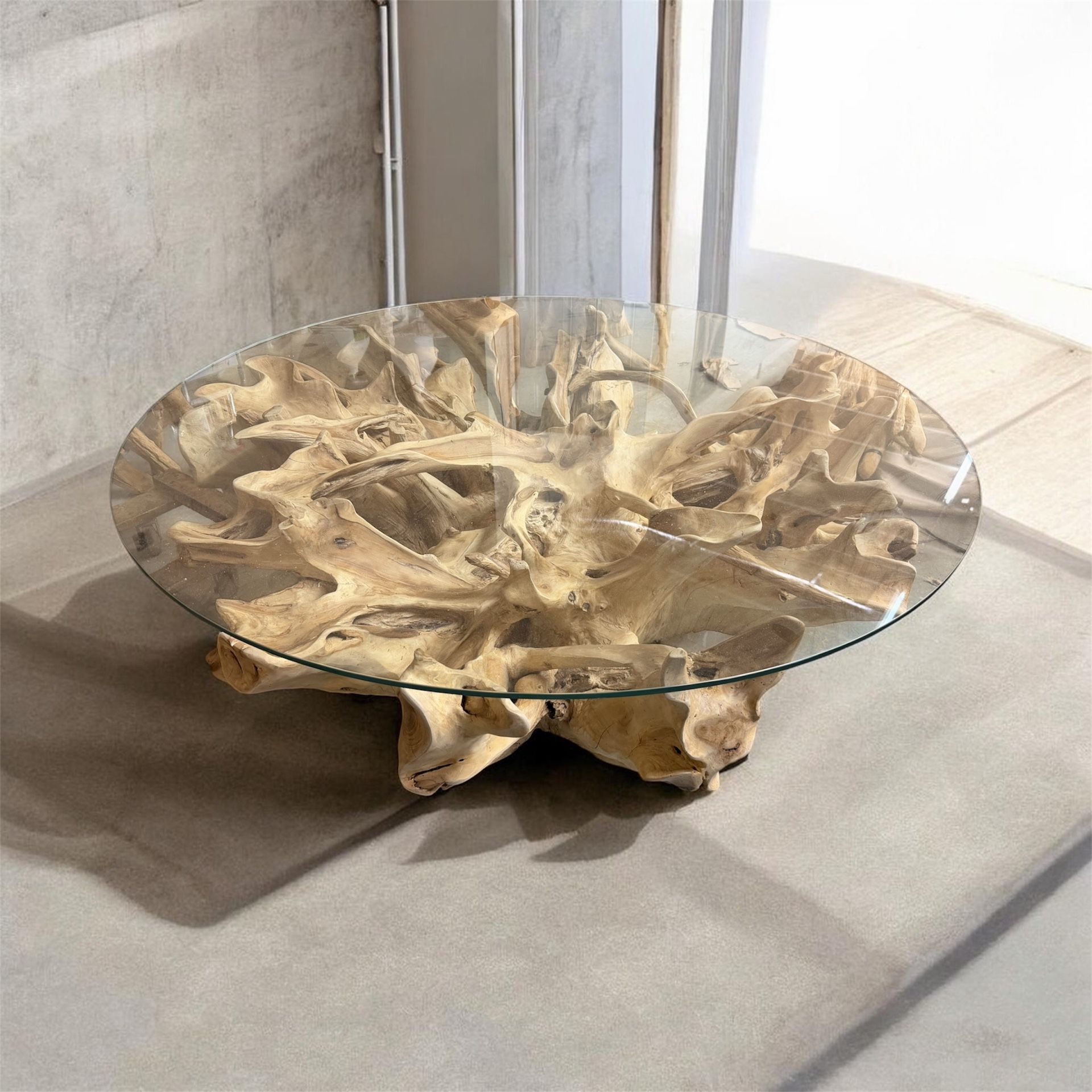 Teakroot Reclaimed Wood Coffee Table with the Glass top 69”