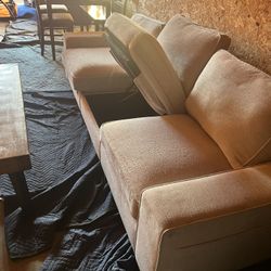 White Couch With Storage & Charge Port 