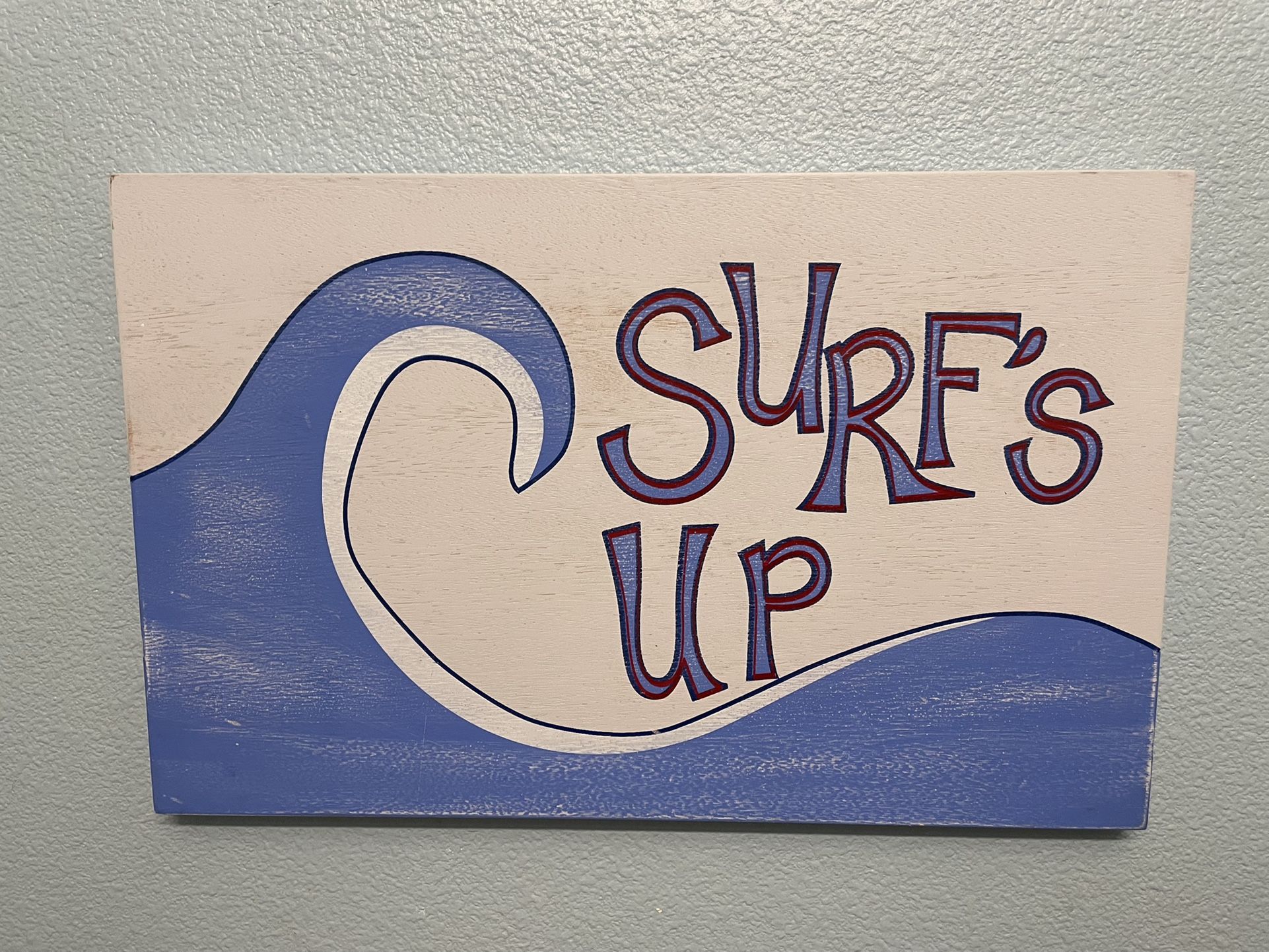 Pottery Barn Kids Surfs Up Wooden Sign Wall Art 18 X 1 X 11