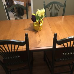 Solid Wood Kitchen Dining Table With 4 Chairs 