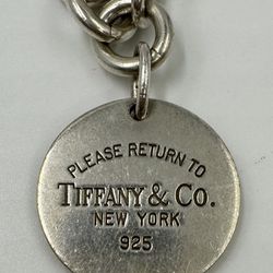 Tiffany & Co. Please Return To Tiffany Round Tag Bracelet Charm Silver 925