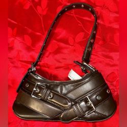 Zara Brown Leather Buckle Shoulder Bag