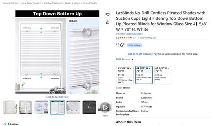 White cordless pleated Blind