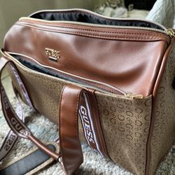 Guess Carry On Duffle Weekender Bag Brown