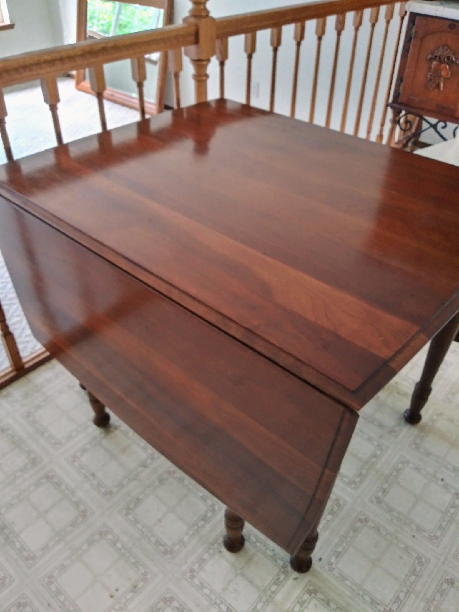 HOLIDAY SALE Gorgeous Mahogany DropLeaf Table $119 + 200 yr old Flame Mahogany Game Table, 2pc Buffet Cabinet w/ Wrought Iron Drawer Shelving + READ⏬️