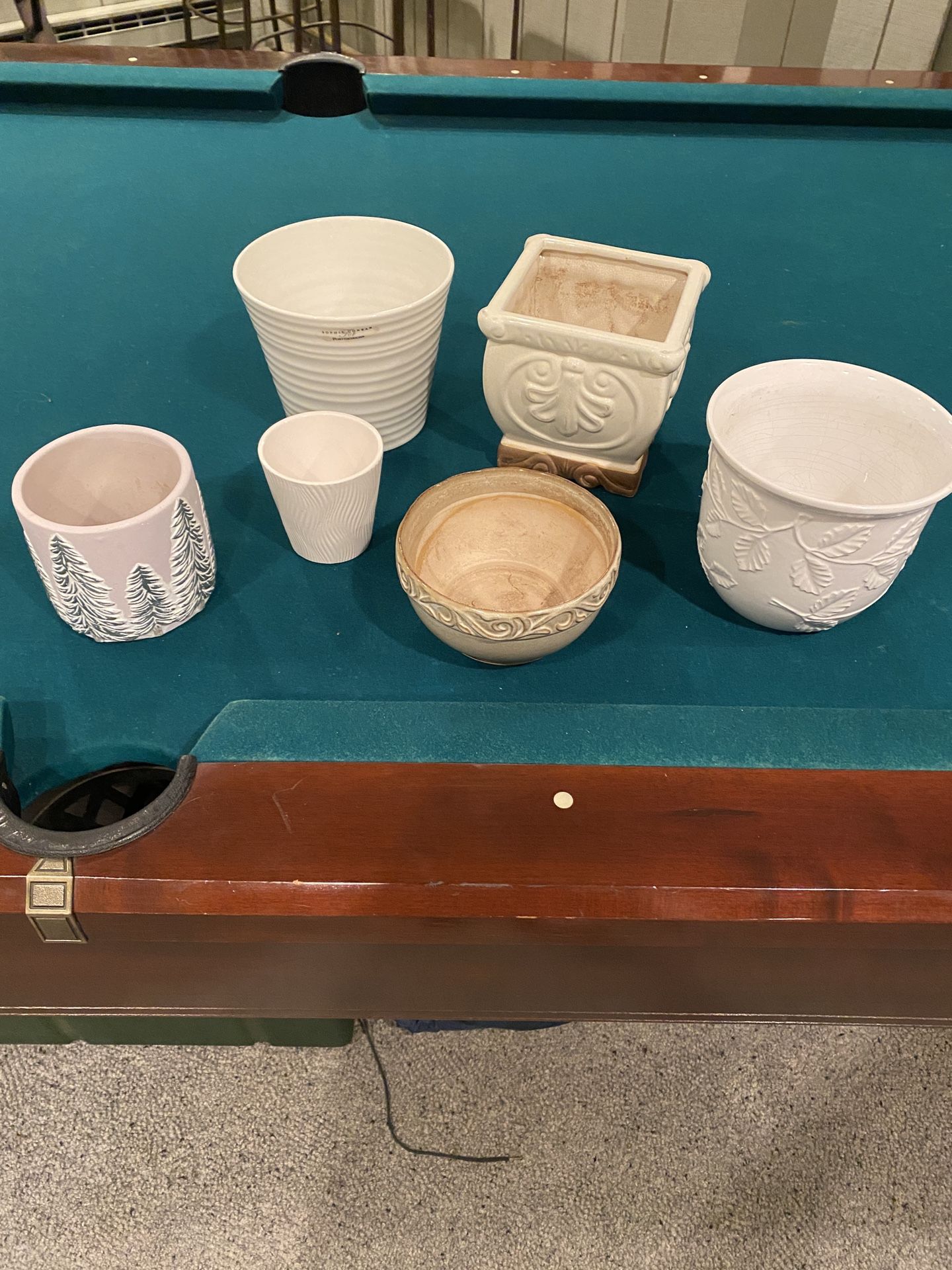 Collection Of 6 Indoor Glazed Ceramic Flower Pots