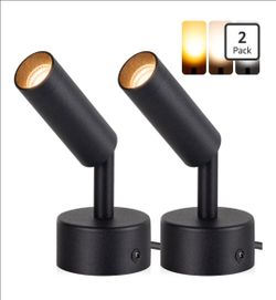 2 Pack Dimmable LED Spotlights Indoor, 3W Plug-in Uplights for Plants