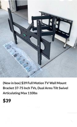Swivel tv wall mount for 37-75" tvs full motion and tilt bracket vesa 600x400mm, max 110lbs