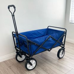 New in Box $50 Collapsible Folding Wagon Utility Cart Outdoor Gardening 34x20x22 Inches (Black or Blue)