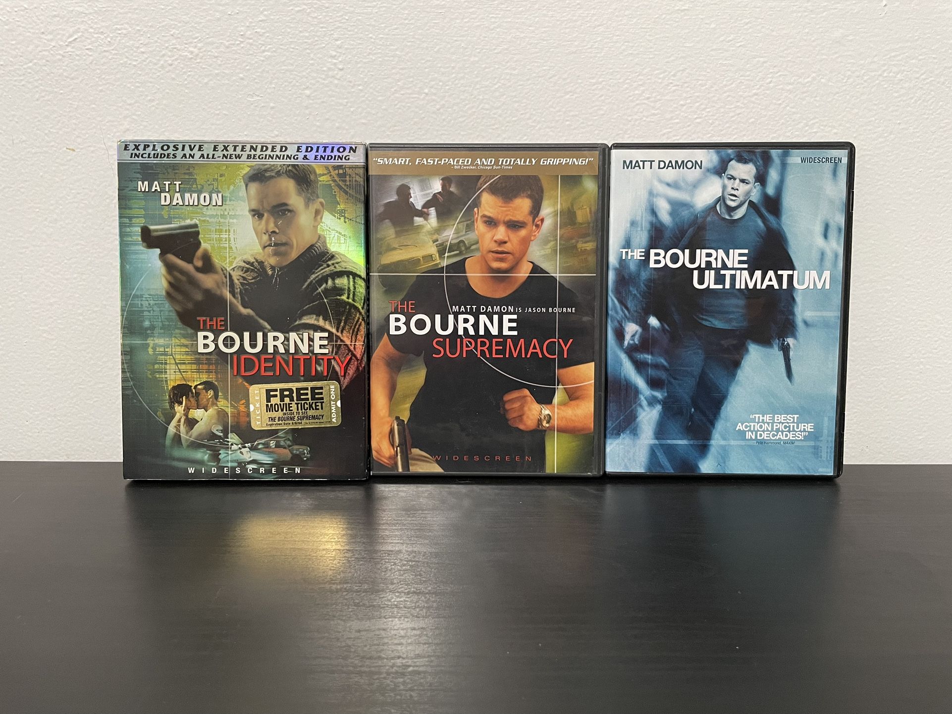 The Bourne Trilogy DVD Bundle Identity Supremacy Ultimatum Matt Damon Movies