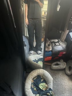 Navy blue baggy jeans