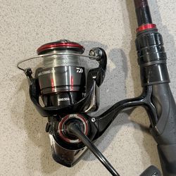 Fishing setup spinning rod and reel