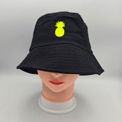 Women's Black BucketHatYellow Pineapple Logo